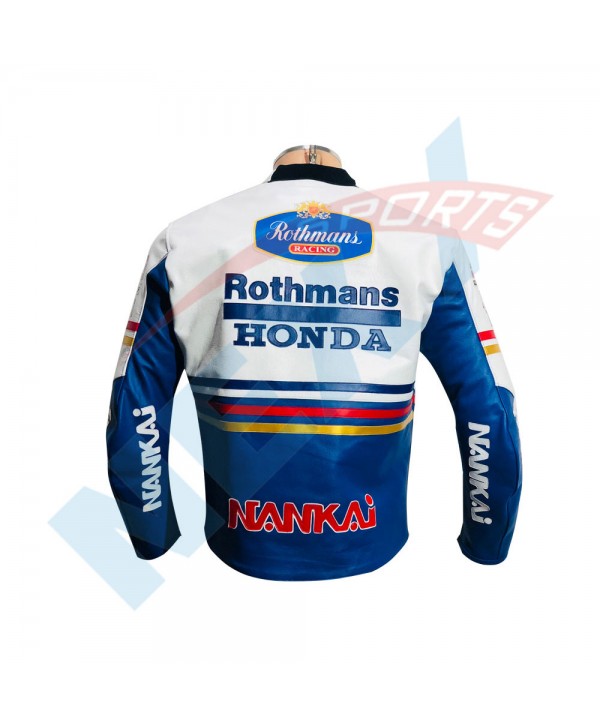 Honda Rothmans Racing Motorbike Motorcycle CE Armour Racing Leather Jacket