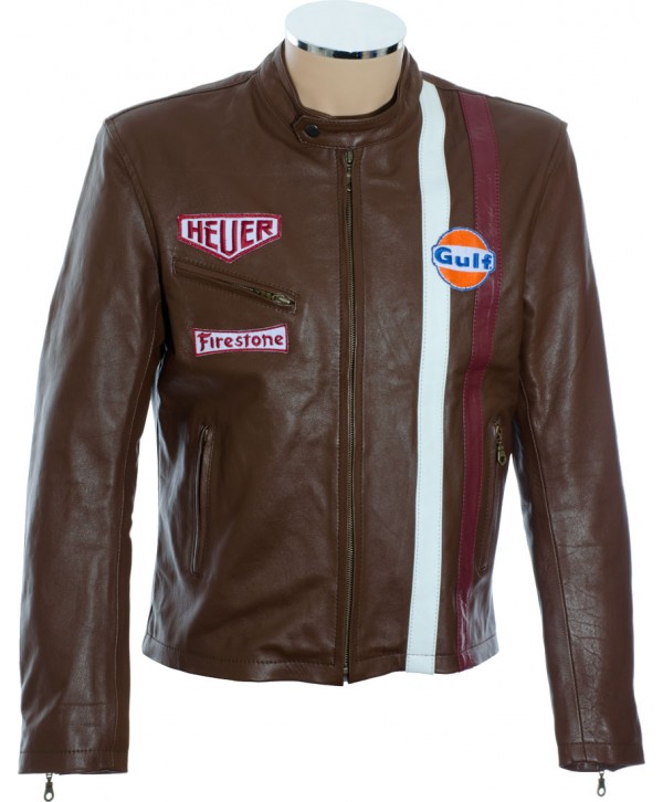 Steve McQueen Gulf Heuer Brown Leather Jacket